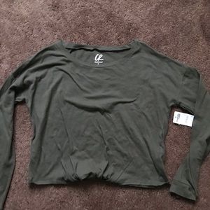 Long sleeved crop top tie front